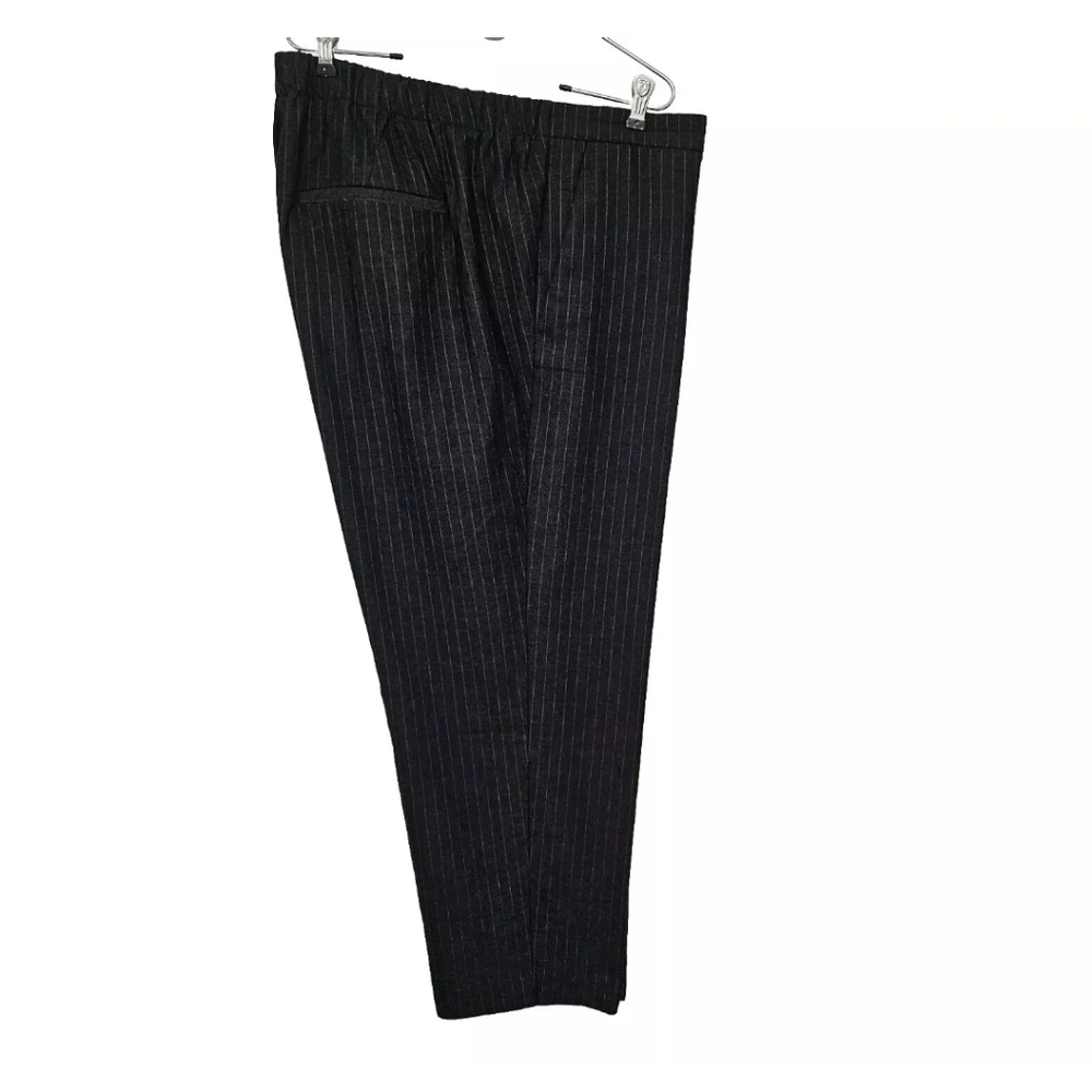 Old Navy Size 20 Gray Pinstripe Dress Slacks Pants Elastic Waist Pockets